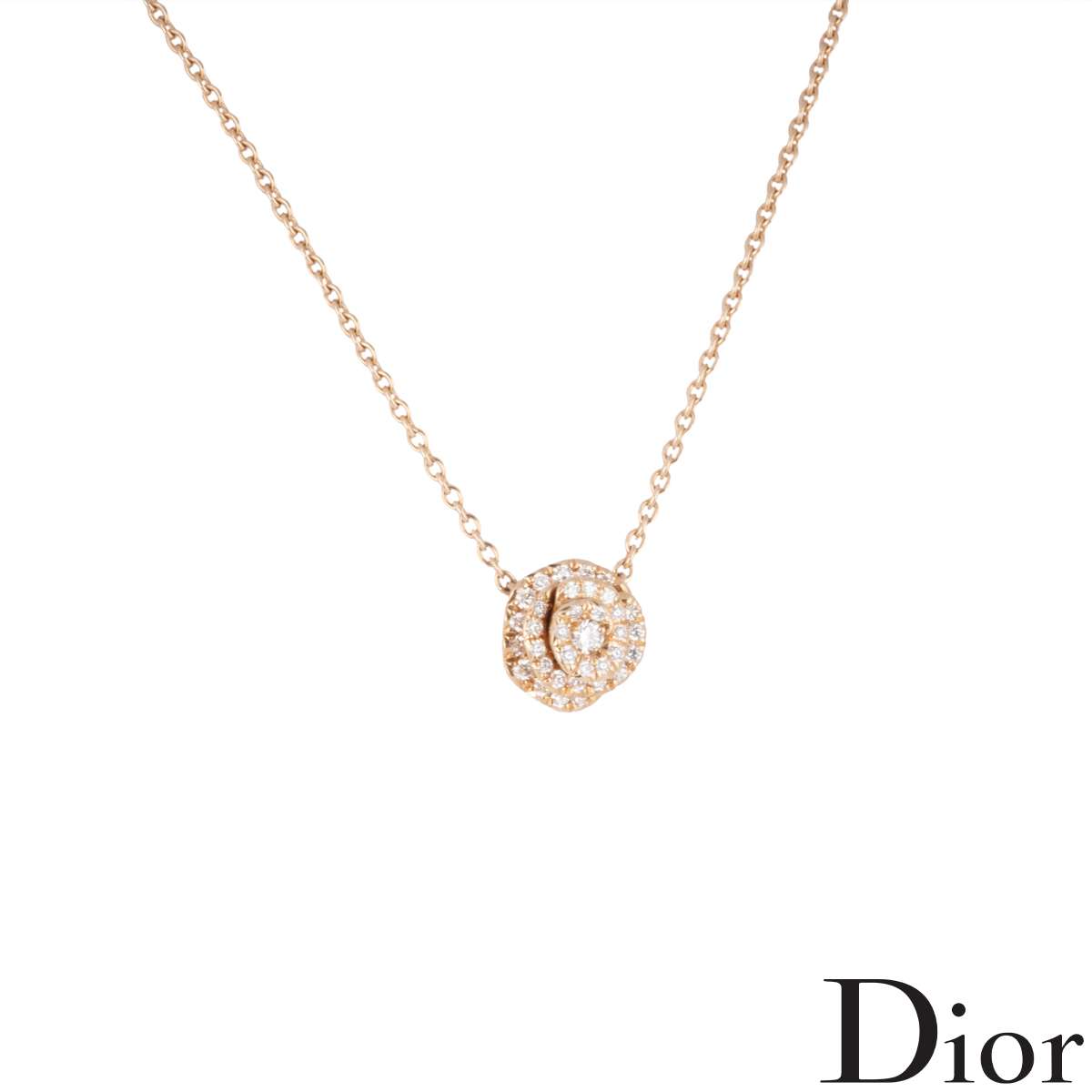 Dior Pink Gold Small Rose Dior Couture Diamond Necklace JRC095007 Dior Pink Gold Small Rose Dior Couture Diamond Necklace JRC095007